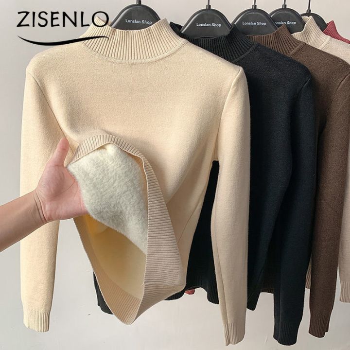 womens-sweater-new-fleece-half-turtleneck-collar-bottoming-shirt-korean-fashion-warm-knitwear-pullover