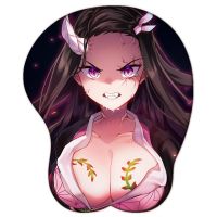 Anime Kamado Nezuko 3D Breast Sexy Mouse Pad Kimetsu No Yaiba kawaii Mousepad with Soft Wrist Rest 2way Fabric gaming Desk Mat