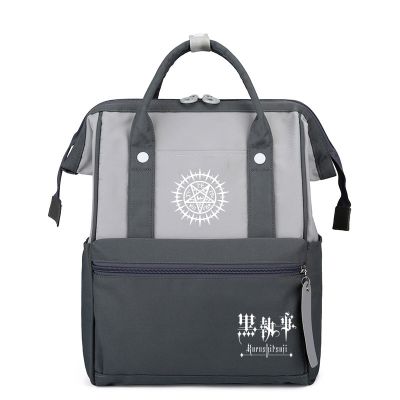 กระเป๋านักเรียนสีดำแฟชั่นอะนิเมะสไตล์เกาหลีวัยรุ่นนักเรียนความจุขนาดใหญ่ถือได้