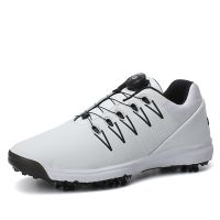 ▫ 2023 Spring Sale Professional Waterproof Spikes Golf Sneakers Black White Golf Trainers Big Size Golf Quick Lacing Shoes