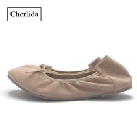 [ส่งเร็วพิเศษ!] Cherlida รองเท้าคัชชู รองเท้าหนังกลับ Microfiber สุดหรู นิ่ม ใส่สบายไม่กัดส้น พื้นยางกันลื่น รองเท้า รองเท้าผู้หญิง รองเท้าสตรี