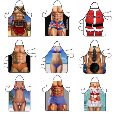 Funny Muscle Man Creativity Kitchen Apron for Men Women Home Cleaning Apron Baking Accessories Tablier Cuisine Delantal Cocina