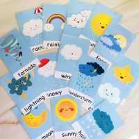 【hot】﹊☍♂  15Pcs Weather Flash Cards English Words Kids Educational Children Teaching Aids