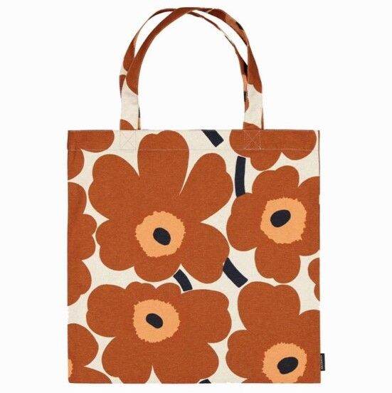 ใหม่ล่าสุด-รุ่นผ้าหนา-กระเป๋า-marimekko-ของแท้100-tote-bag-ดอกสีน้ำตาล-chestnut-you-nikko-กระเป๋าแฟชั่น-ถุงผ้า-กระเป๋าผ้า-กระเป๋าเกาหลี