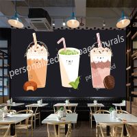 วอลล์เปเปอร์ช็อคโกแลตและกาแฟชาเขียวทันสมัยร้านขนมกระดาษวอลเปเปอร์ฉากหลังตกแต่งอุตสาหกรรมตามสั่ง De Parede