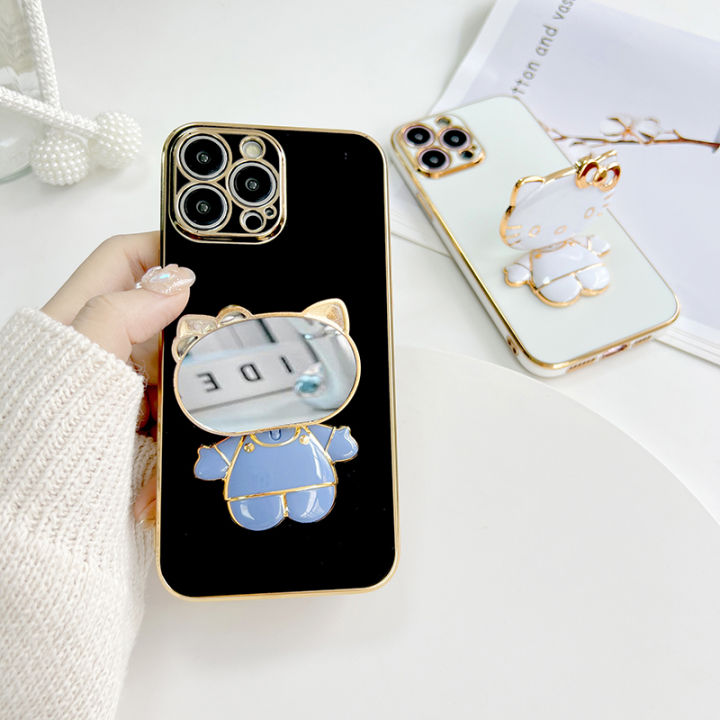 serpens-สำหรับ-oppo-a59-f1s-kity-เคสพับเป็นขาตั้งกระจกแมวชุบเคสโทรศัพท์ชุบหรูหราชุบเคสโทรศัพท์นิ่ม