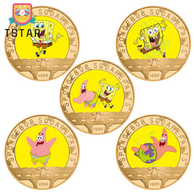 Ts【คลังสินค้าพร้อม】Spongebob Squarepants เหรียญที่ระลึกพร้อมกล่องของขวัญการ์ตูนอะนิเมะเหรียญสำหรับคอลเลกชัน【cod】