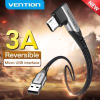 Vention สายไมโคร USB 3A สายดาต้าที่ชาร์จแบบเร็ว90องศาสำหรับสายเคเบิลต่อโทรศัพท์เครื่องชาร์จ USB โทรศัพท์มือถือ Remdi