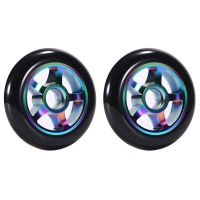 2 Pcs Childrens Scooter Accessories Colorful 110X24 Extreme Car Aluminum Wheels Stunt Scooter Pu Wheels with Bearings