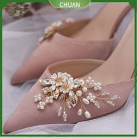 CHUAN 2PCS(1 Pairs) ผู้หญิงผู้หญิงผู้หญิง ส้นสูง/บูท งานเลี้ยงแต่งงานปาร์ตี้ เจ้าสาวในบ้าน เสน่ห์ของรองเท้า ดอกไม้คริสตัล ตกแต่งด้วยหัวเข็มขัด คลิปรองเท้าพลอยเทียม