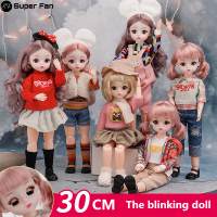 (ซูเปอร์พัดลม) ใหม่กระพริบ30เซนติเมตร Bjd ตุ๊กตา23ข้อต่อที่สามารถเคลื่อนย้ายได้ชุดรองเท้าฟรี4D ตาจริง1/6แฟชั่นเจ้าหญิงแต่งตัว DIY สาวของเล่นของขวัญวันเกิด