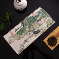 Chinese Painting Tea Ceremony Towel Guochao Zen Table Flag Tea Mat Thickened Suction Watercolor Painted Tea Cloth Tea Towel