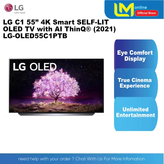 LG C1 55” 4K Smart SELFLIT OLED TV with AI ThinQ® (2021) LG