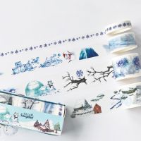 【COOL】 SUDATH. HANDICRAFT 4ม้วน/กล่อง Snowman ฤดูหนาว Scape Masking Washi เทป Scrapbooking เทปตกแต่งไดอารี่โน้ตบุ๊คอัลบั้มตกแต่ง