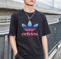 Adidasˉnew เสื้อกีฬาแขนสั้น100% ผู้ชายและผู้หญิง,เสื้อผ้าฝ้ายใส่ได้ทั้งชายและหญิง