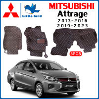 Little Bird พรมปูพื้นเข้ารูปรถยนต์ Mitsubishi Attrage ปี2013-2023 (หนังPVCมี12สี) พรมปูพื้นรถยนต์ พรมปูพื้นเข้ารูปรถยนต์