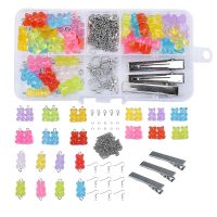 【lz】❈♤  DIY Brincos Kit para Fazer Jóias Encantos Urso Colar Pingente Fecho Lagosta Jump Rings Brinco Gancho Clipe de Cabelo Pulseira Set