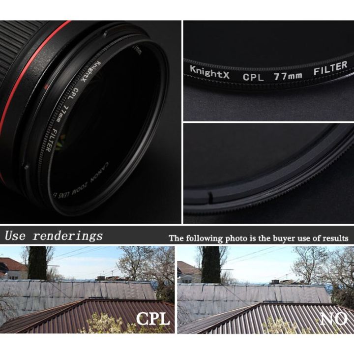 ตัวกรอง-cpl-polarizing-knightx-เลนส์กล้องถ่ายรูปฟิลเตอร์สำหรับกล้องแคนนอน-sony-nikon-d600-d3300อุปกรณ์ถ่ายภาพ18-200-52มม-58มม-67ตัวกรองมม