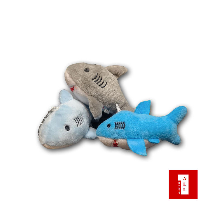 พร้อมส่ง-พวงกุญแจ-ตุ๊กตา-ฉลามปัญ-สุดน่ารัก-ขนาด-13-cm-สีฟ้า-สีเทา