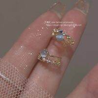 [COD] French simple night star exquisite zircon opal romantic blue earrings high-end niche for women