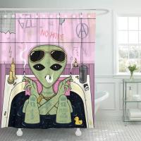 Yingke Trippy แว่นตาบุหรี่อาบน้ำม่านห้องน้ำผ้าโพลีเอสเตอร์กันน้ำ