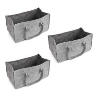 3X Felt Purse, Felt Storage Bag Large Capacity Casual Shopping Bag - Gray