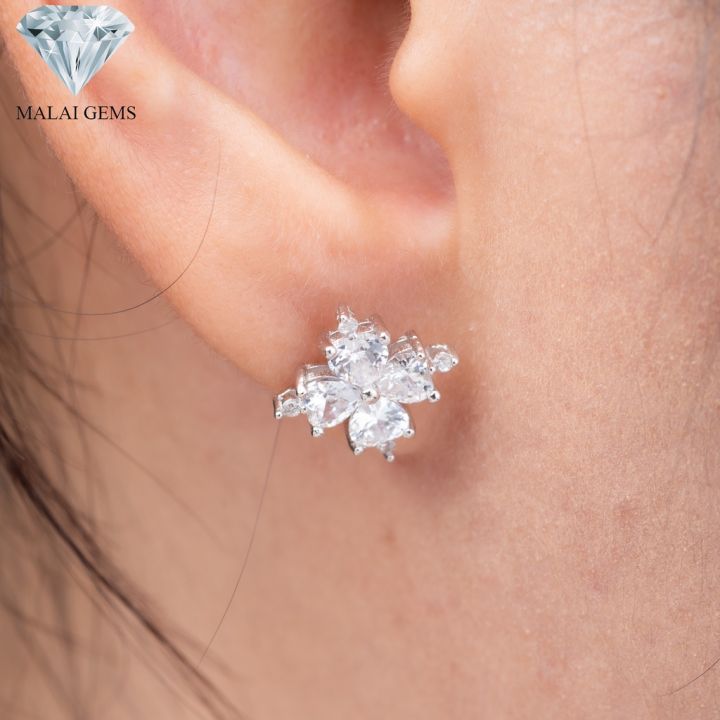 malai-gems-ต่างหูเพชร-เงินแท้-silver-925-เพชรสวิส-cz-เคลือบทองคำขาว-รุ่น-155-e016-36แถมกล่อง-ต่างหูcz-ต่างหูเงินแท้-ต่าง