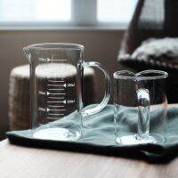 แก้วกาแฟถ้วยตวงเบเกอรี่ถ้วยตวงแก้วกาแฟ Borosilicate สเกล 【QYUE】