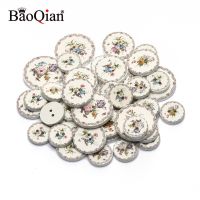 50pcs 15/20/25mm White Flower Painted 2 Hole Round Wood Button For Clothing Decoration Scrapbooking Diy Home Sewing Accessories Haberdashery