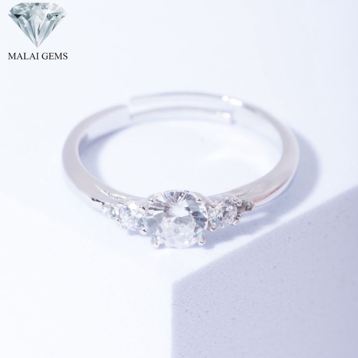 malai-gems-แหวนเพชร-แหวนเพชร-5-เม็ด-เงินแท้-925-เคลือบทองคำขาว-ประดับเพชรสวิส-cz-รุ่น-221-r20791-แถมกล่อง