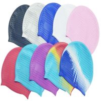 2022 Plus Size Colorful Swimming Cap Silicone Women Men Waterproof Headwear Long Hair Sports Hats Swim Pool Turban Bathing Hat Swim Caps