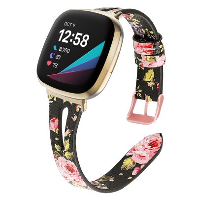 （A creative）สายหนังพิมพ์สำหรับ Fitbit Versa 3สมาร์ทนาฬิการูปแบบผู้หญิงผู้ชายสร้อยข้อมือ Correa สำหรับ Fitbit Sense Watchband