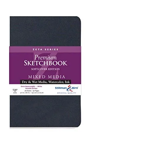 Stillman & Birn Zeta Series Softcover Sketchbook, 5.5" X 8.5", 270 GSM (Extra Heavyweight), White Paper, Smooth Surface