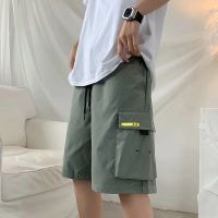 M-3XL plus size Mens drawstring elastic mid-rise wide-leg shorts Casual Jogger Sports Multi-pocket cargo pants Summer thin loose Bermudas