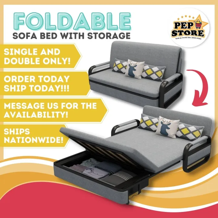 Pep Store HEAVY DUTY Sofa Bed with Foam and Storage Box / Sofabed with