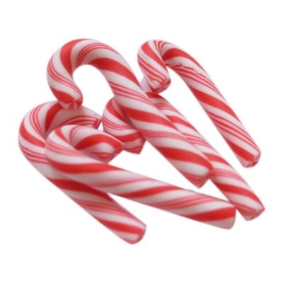 50Pcs สีแดงและสีขาว Handmade Christmas Candy Cane Kawaii Miniature อาหาร Dollhouse Home Decor