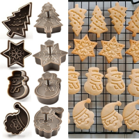 พิมพ์4ชิ้น/เซ็ตแม่พิมพ์อบคุกกี้พลาสติก (Snowman/snowflake/christmas Tree/santa Claus Pattern Baking Moulds)