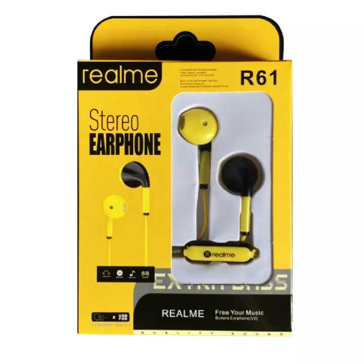 หูฟังเรียวมี-realme-r61-stereo-earphone-ของแท้-เสียงดี-ช่องเสียบแบบ-3-5-mm-jack-ใหม่ล่าสุดจากเรียวมี-by-gesus-store