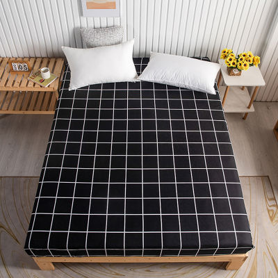 Black Plaid Adjustable Bed Sheets With Elastic Band 160x200,Fitted Sheets 150,Mattress Protector Cover For Home Bed