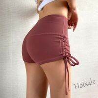 【hot sale】✿ C04 Womens sports big size nude high elastic peach hip strap fitness hip up quick dry tight drawstring YOGA SHORTS