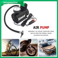 JUICYPEACHNU แบบพกพาสำหรับรถยนต์จักรยานมอเตอร์ไซค์มินิ12V 300psi ปั๊มคอมเพรซเซอร์อากาศเป่าลมยางรถยนต์ล้อรถประเภทหัวรถจักรอัตโนมัติ