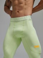 100  Original ! OMG green nylon high elastic fitness training compression tights mens fitness training sports pants