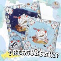 Kiss Me Doll  ลาย  Treasure ship ขนาด 100x100 cm.ผ้าพันคอ/ผ้าคลุมไหล่