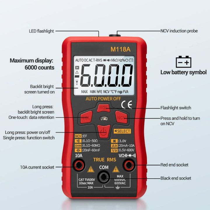 2021m118a-digital-multimeter-auto-range-true-rms-ncv-tester-ac-dc-with-flashlight