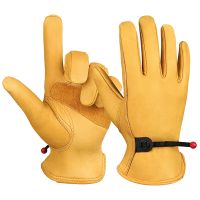 1 Men Gloves Soft Cowhide Welding Security Protection Safety Workers Mechanic Driver Hunting Driving Garden