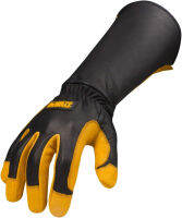 DEWALT Premium Leather Welding Gloves, Fire/Heat Resistant, Gauntlet-Style Cuff, Elastic Wrist, Small Small (Pack of 1)