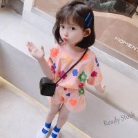 【Ready Stock】 ☃ C22 [ML] Ready Stock 90-150CM Childrens Clothing Summer New Style Home Clothes Boys Girls Air Conditioning Thin Short-Sleeved Sports Top Suit Trendy