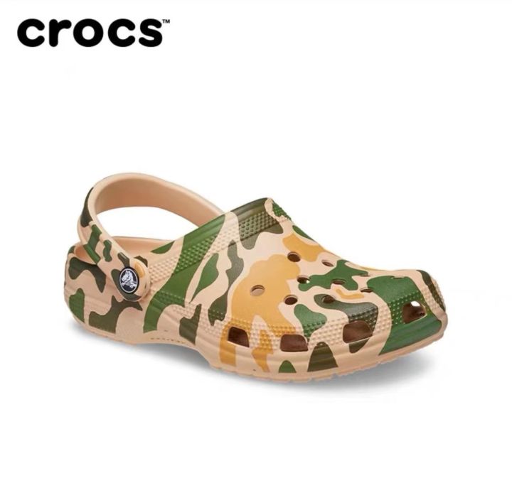 crocs-2023-รูปแบบใหม่-crocs-literide-camo-ชายหาดรองเท้าพักผ่อนกลางแจ้งชายหาดรองเท้าแตะรองเท้าแตะ