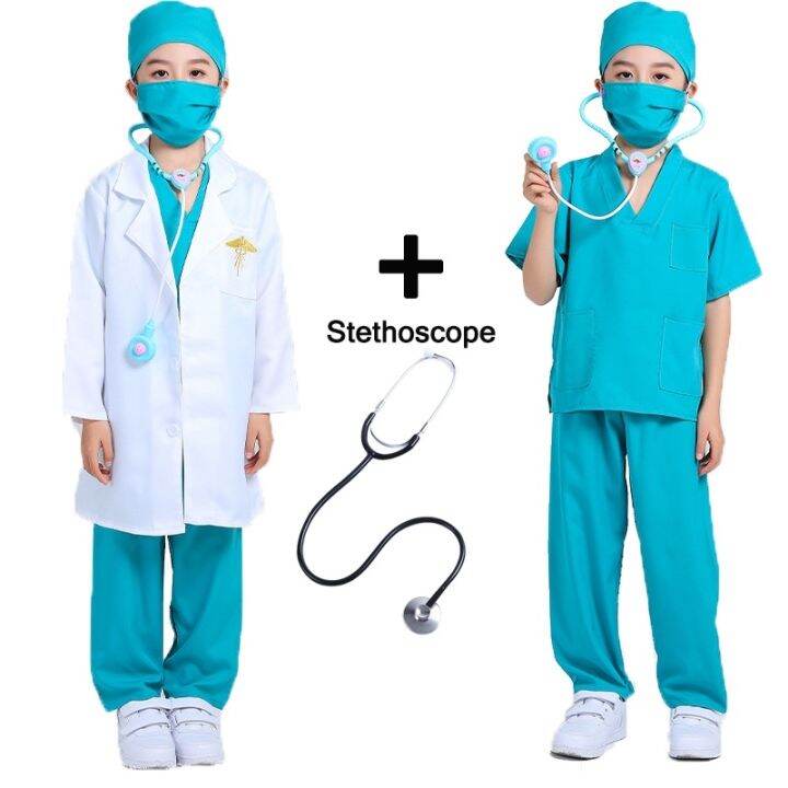 Doctor Career Costume for Girl/Boy Surgeon Outfit Children Dress Up