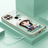 ARIZINO เคส OPPO A15 A54 A16 A15S กรณีหรูหราไฟฟ้า6D สาวหมีขั้วโลกกรณีโทรศัพท์มือถือ